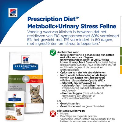 Metabolic+Urinary Stress pagina voor de Hills Voedingssleutel